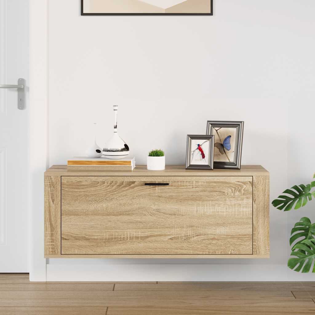 væghængt skoskab 100x35x38 cm konstrueret træ Sonoma-eg