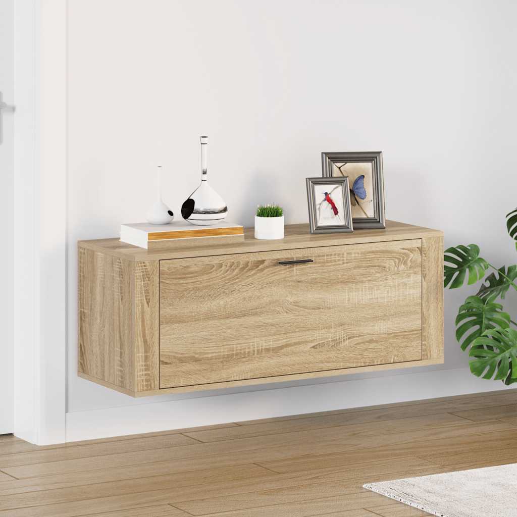væghængt skoskab 100x35x38 cm konstrueret træ Sonoma-eg