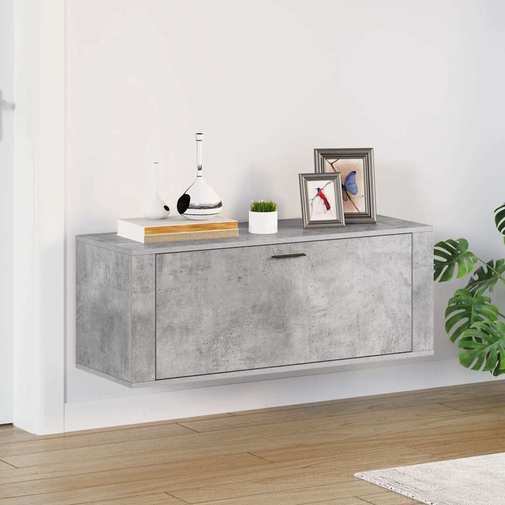 væghængt skoskab 100x35x38 cm konstrueret træ betongrå