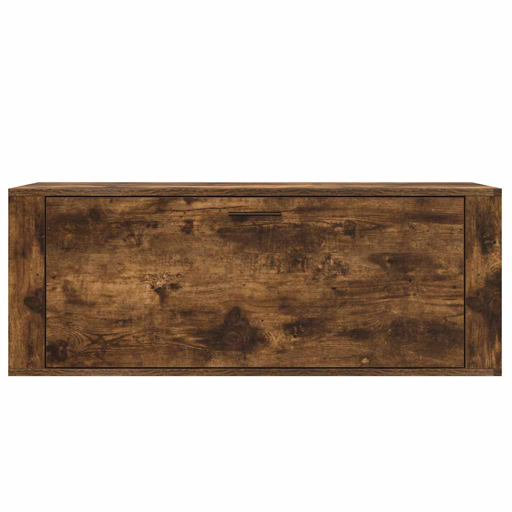 væghængt skoskab 100x35x38 cm konstrueret træ røget egetræ