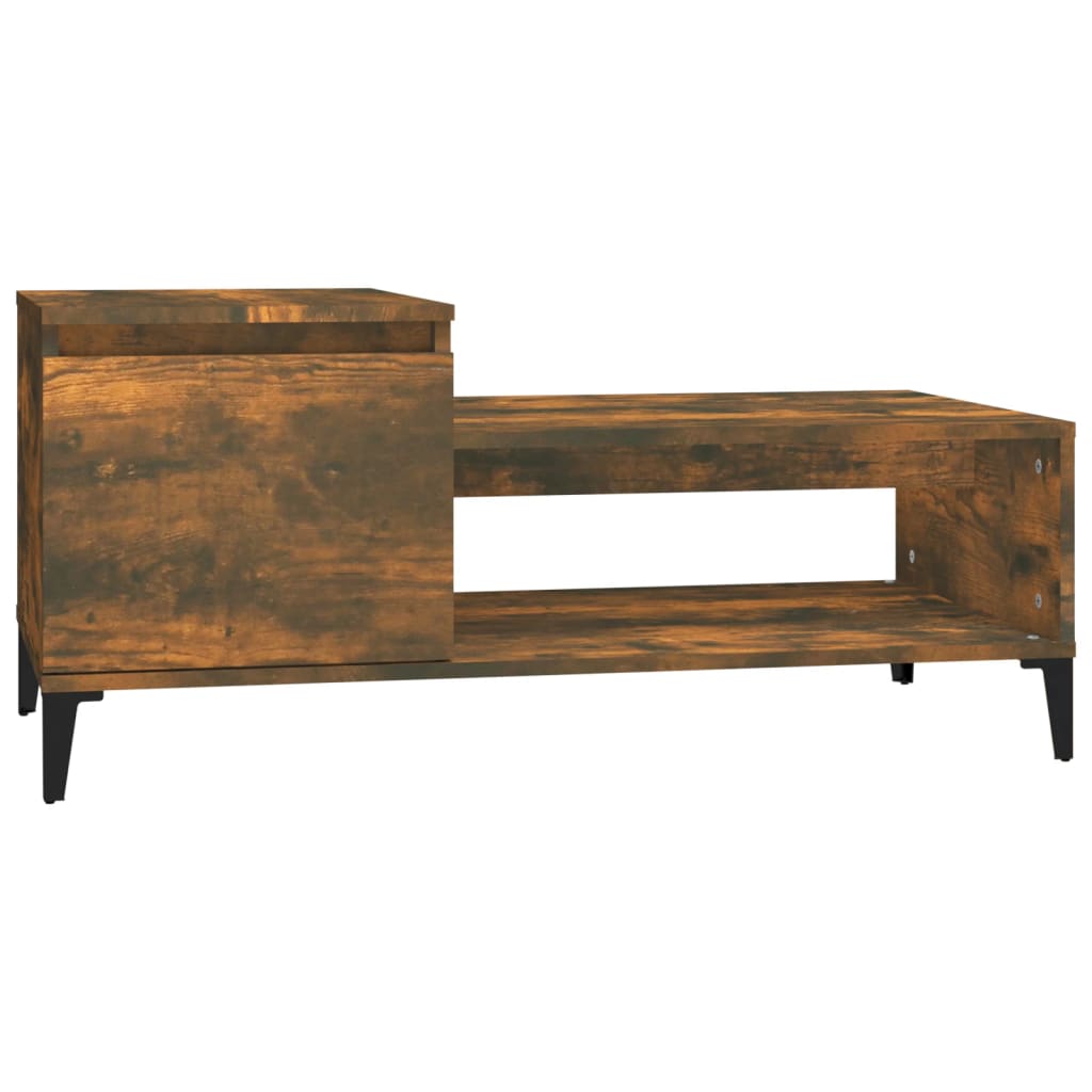 sofabord 100x50x45 cm konstrueret træ røget egetræsfarve