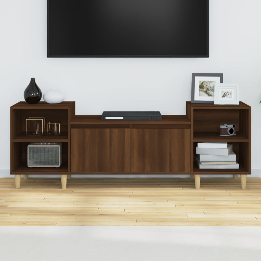 tv-bord 160x35x55 cm konstrueret træ brun egetræsfarve