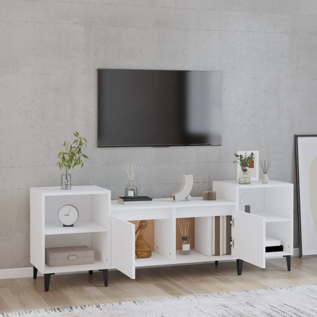 tv-bord 160x35x55 cm konstrueret træ hvid