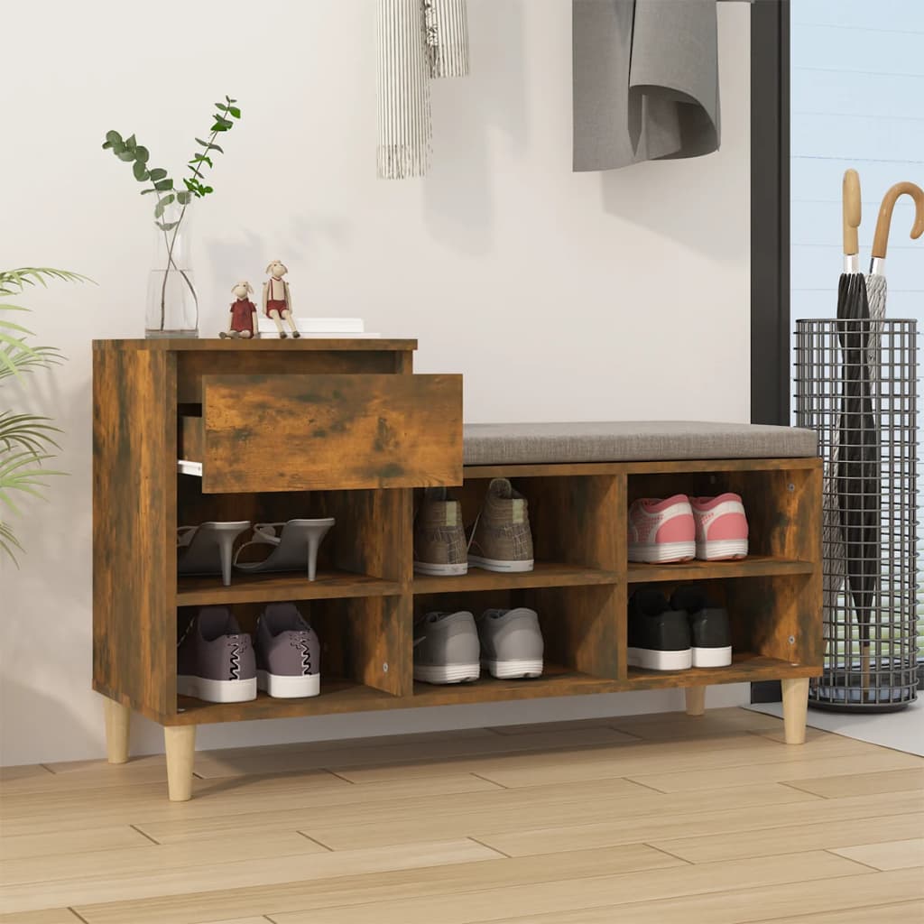 skoskab 102x36x60 cm konstrueret træ røget egetræsfarve