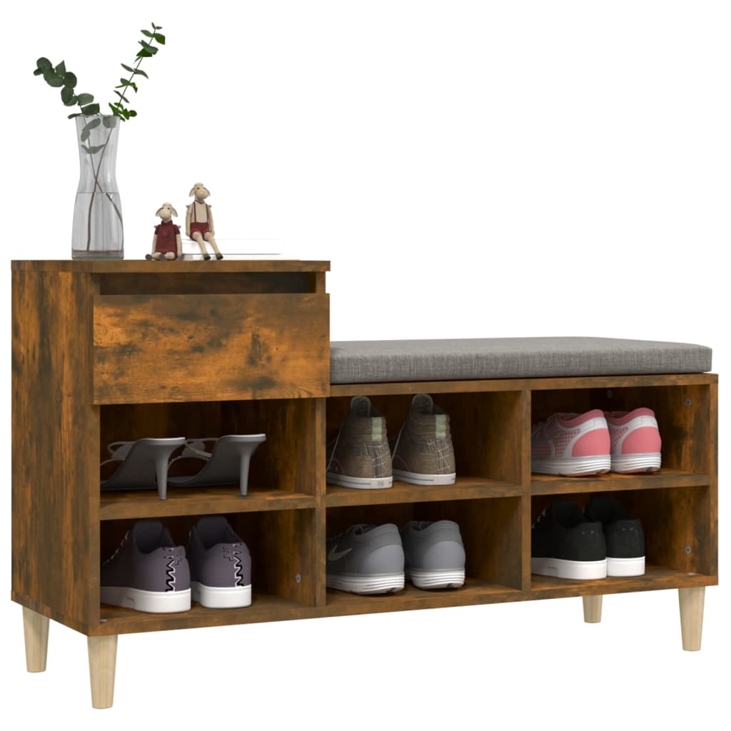 skoskab 102x36x60 cm konstrueret træ røget egetræsfarve