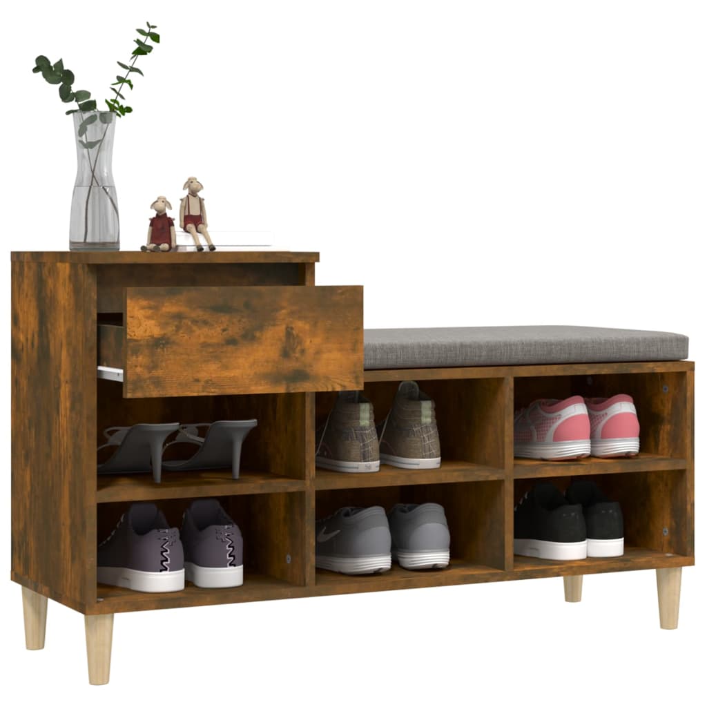 skoskab 102x36x60 cm konstrueret træ røget egetræsfarve