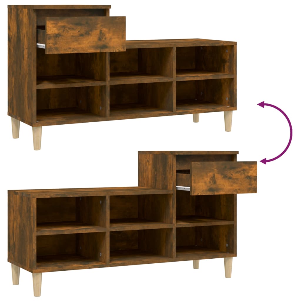 skoskab 102x36x60 cm konstrueret træ røget egetræsfarve