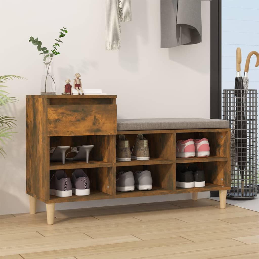 skoskab 102x36x60 cm konstrueret træ røget egetræsfarve