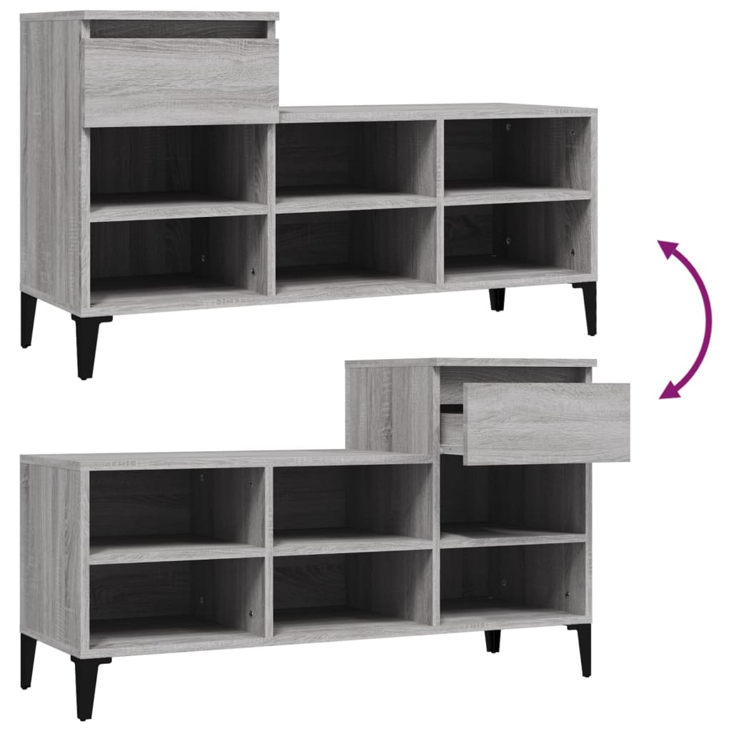 skoskab 102x36x60 cm konstrueret træ grå sonoma-eg