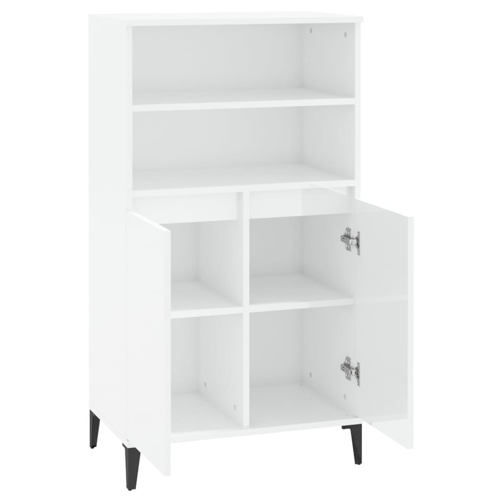 skab 60x36x110 cm konstrueret træ hvid højglans