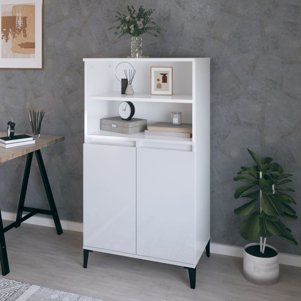 skab 60x36x110 cm konstrueret træ hvid højglans