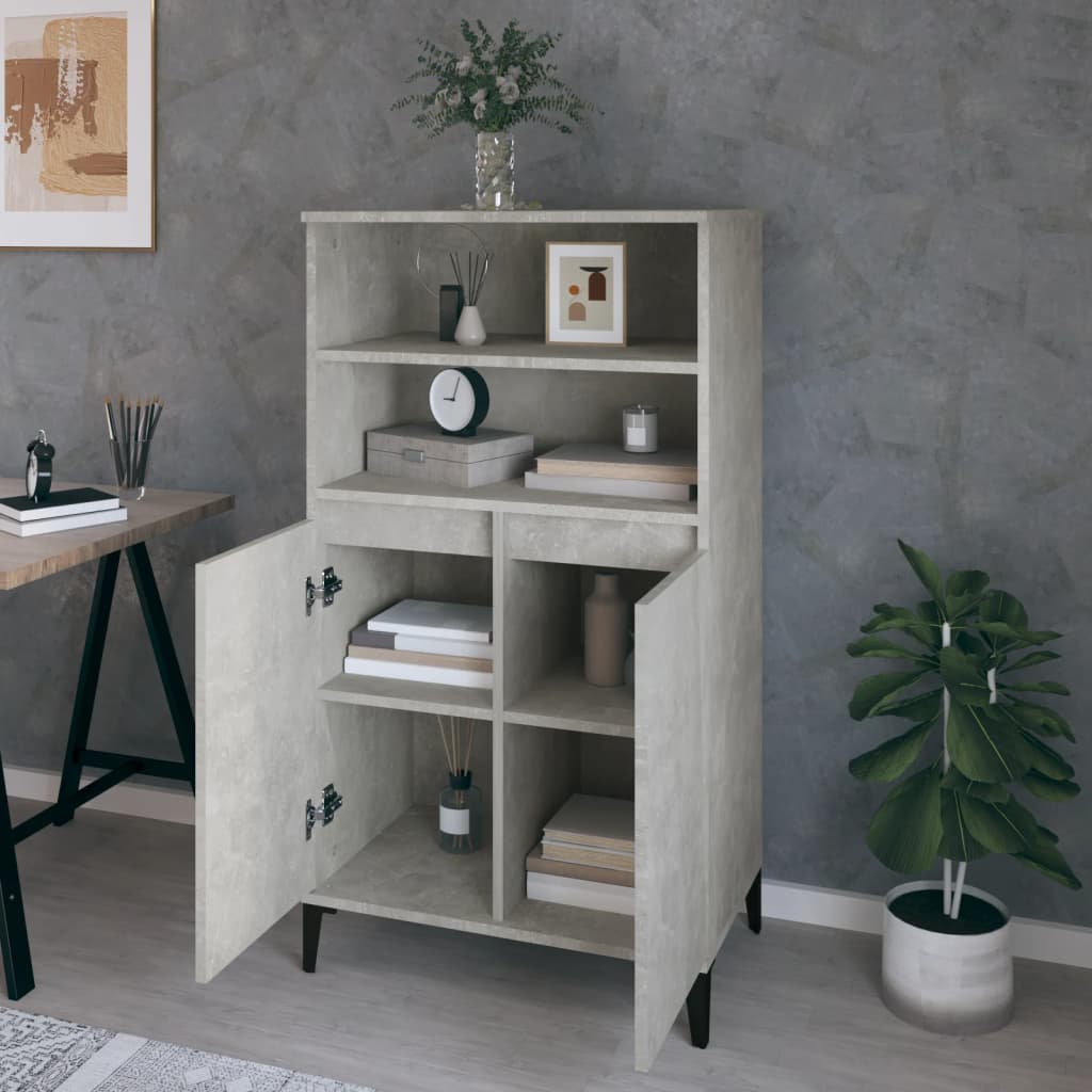 skab 60x36x110 cm konstrueret træ Betongrå