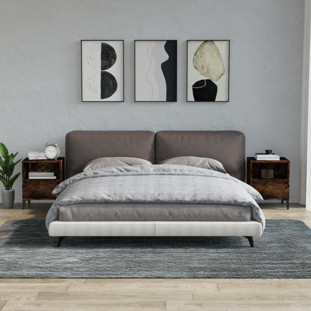 sengeborde 2 stk. 40x35x50 cm røget egetræsfarve