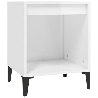 sengebord 40x35x50 cm hvid højglans