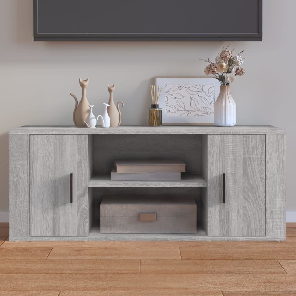 tv-bord 100x35x40 cm konstrueret træ grå sonoma-eg