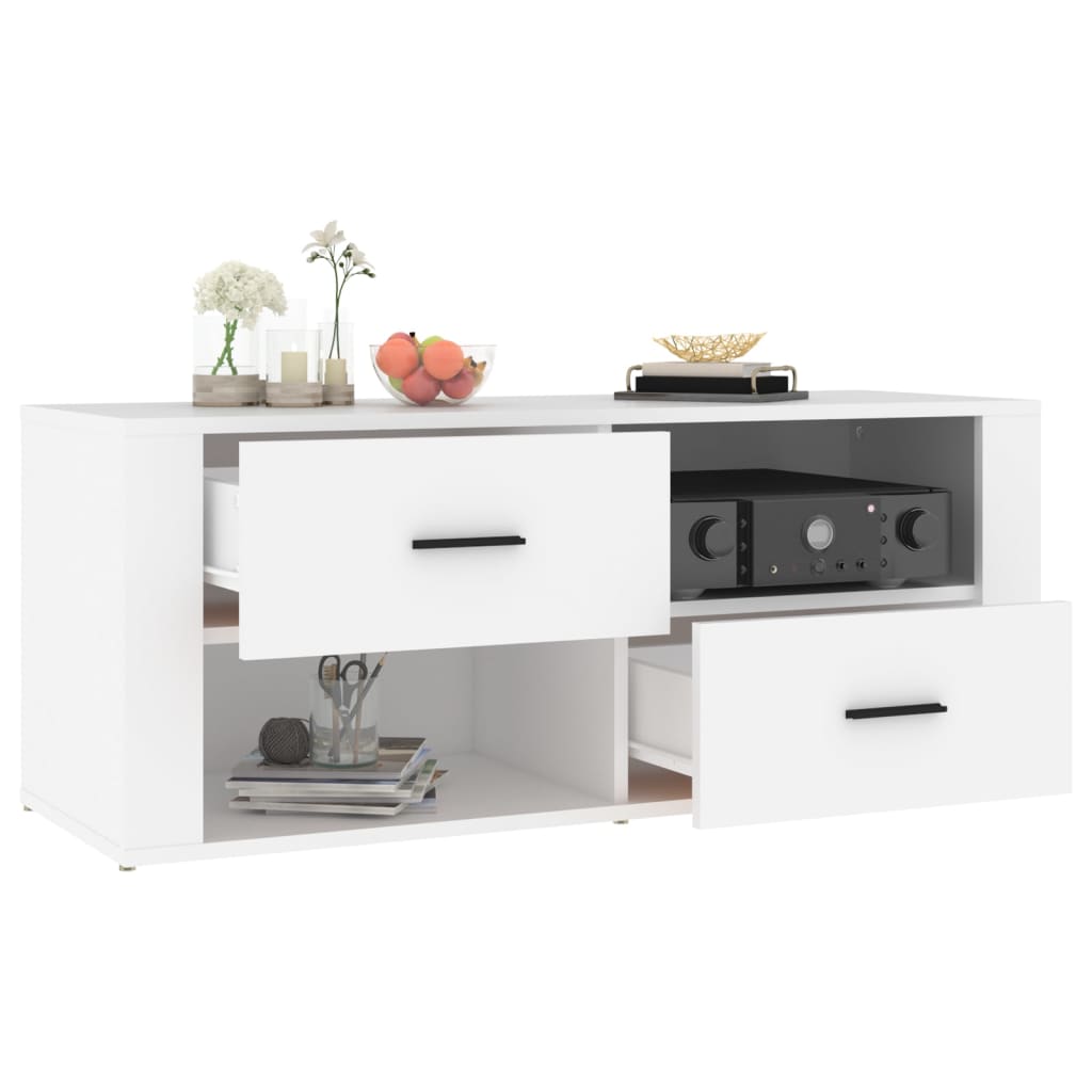 tv-bord 100x35x40 cm konstrueret træ hvid