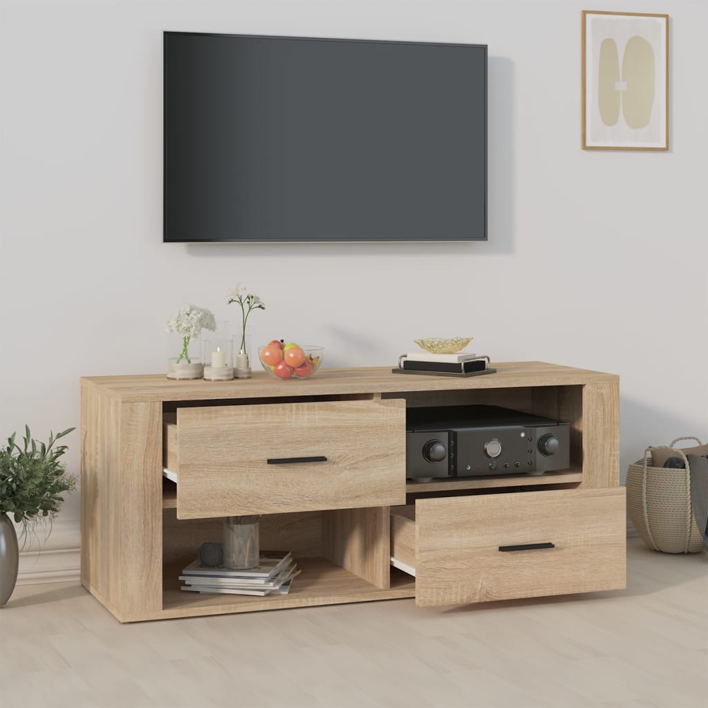 tv-bord 100x35x40 cm konstrueret træ sonoma-eg