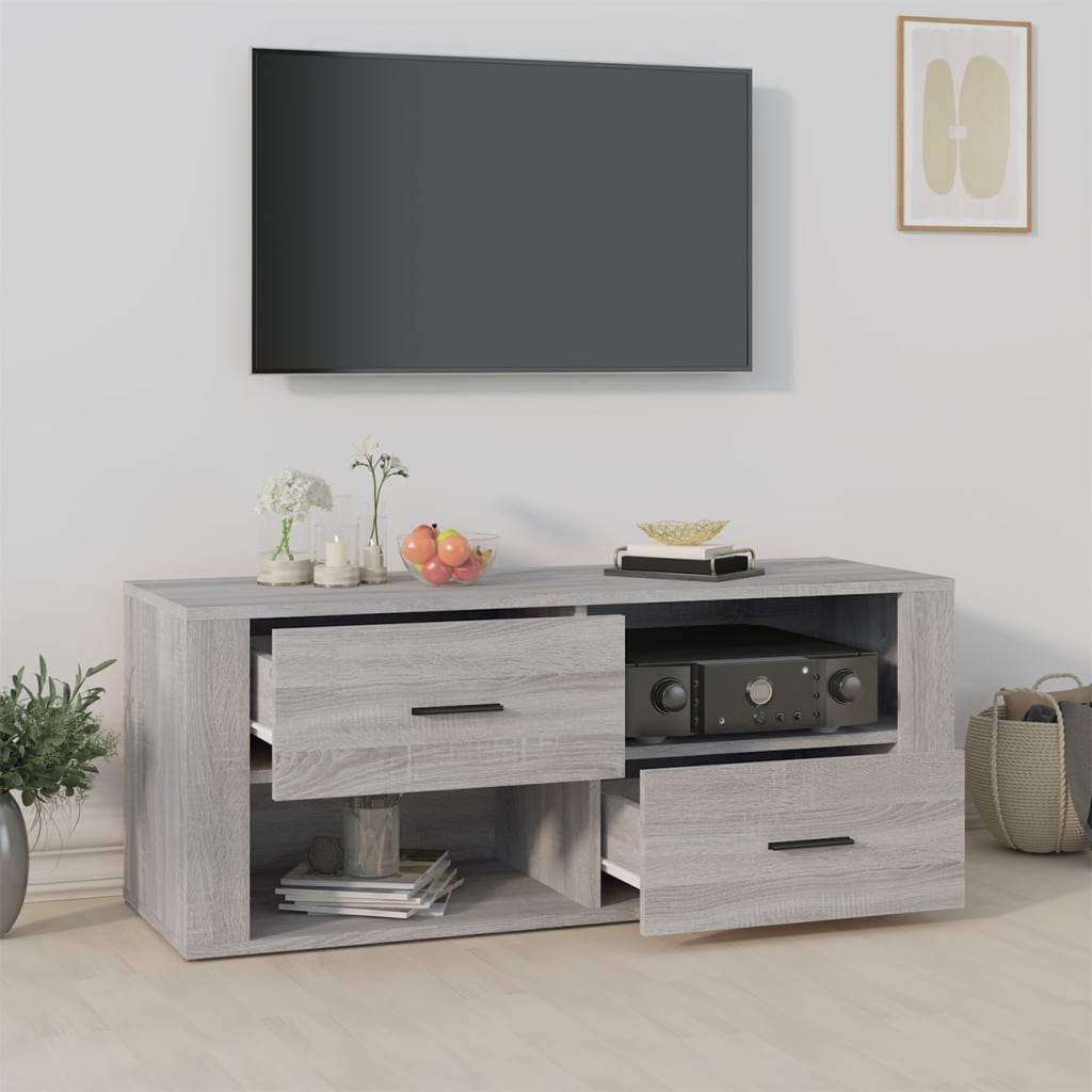 tv-bord 100x35x40 cm konstrueret træ grå sonoma-eg