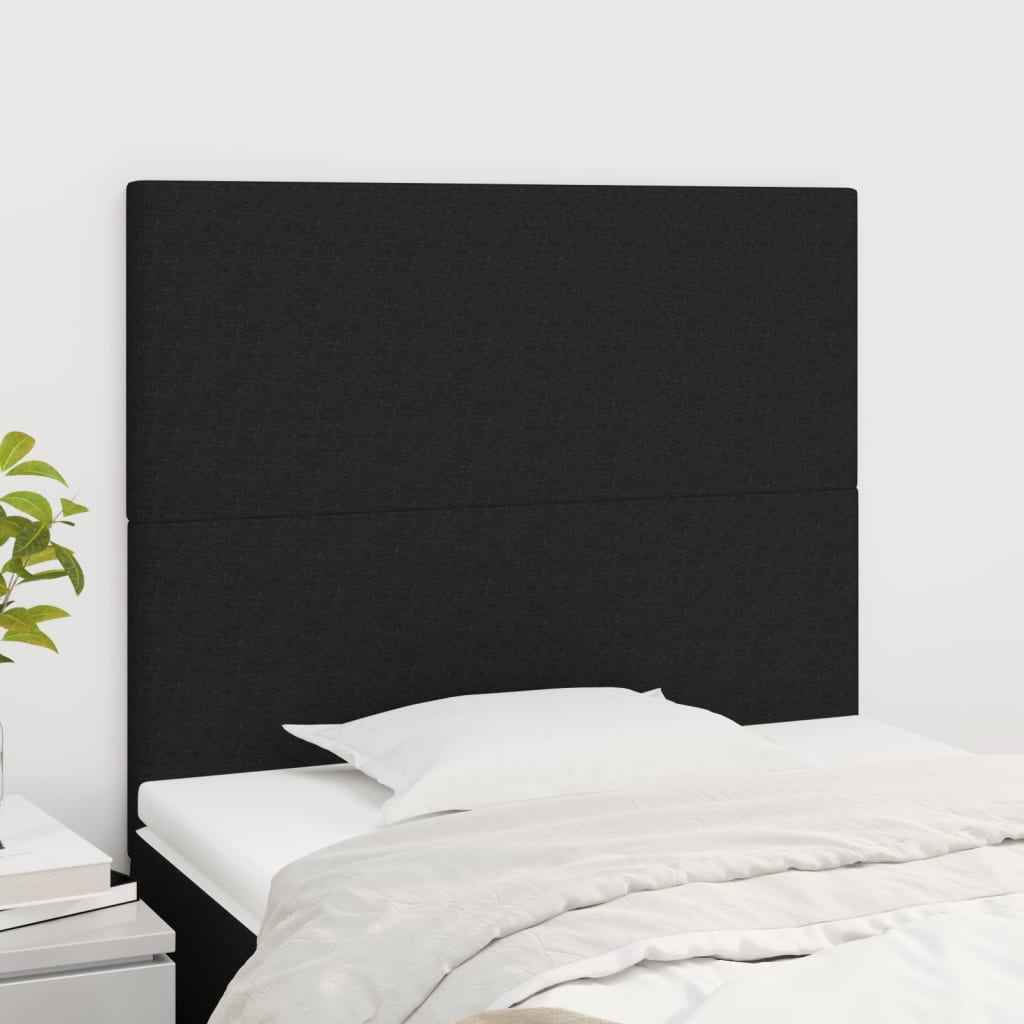 sengegavl sort 80x5x118/128 cm stof