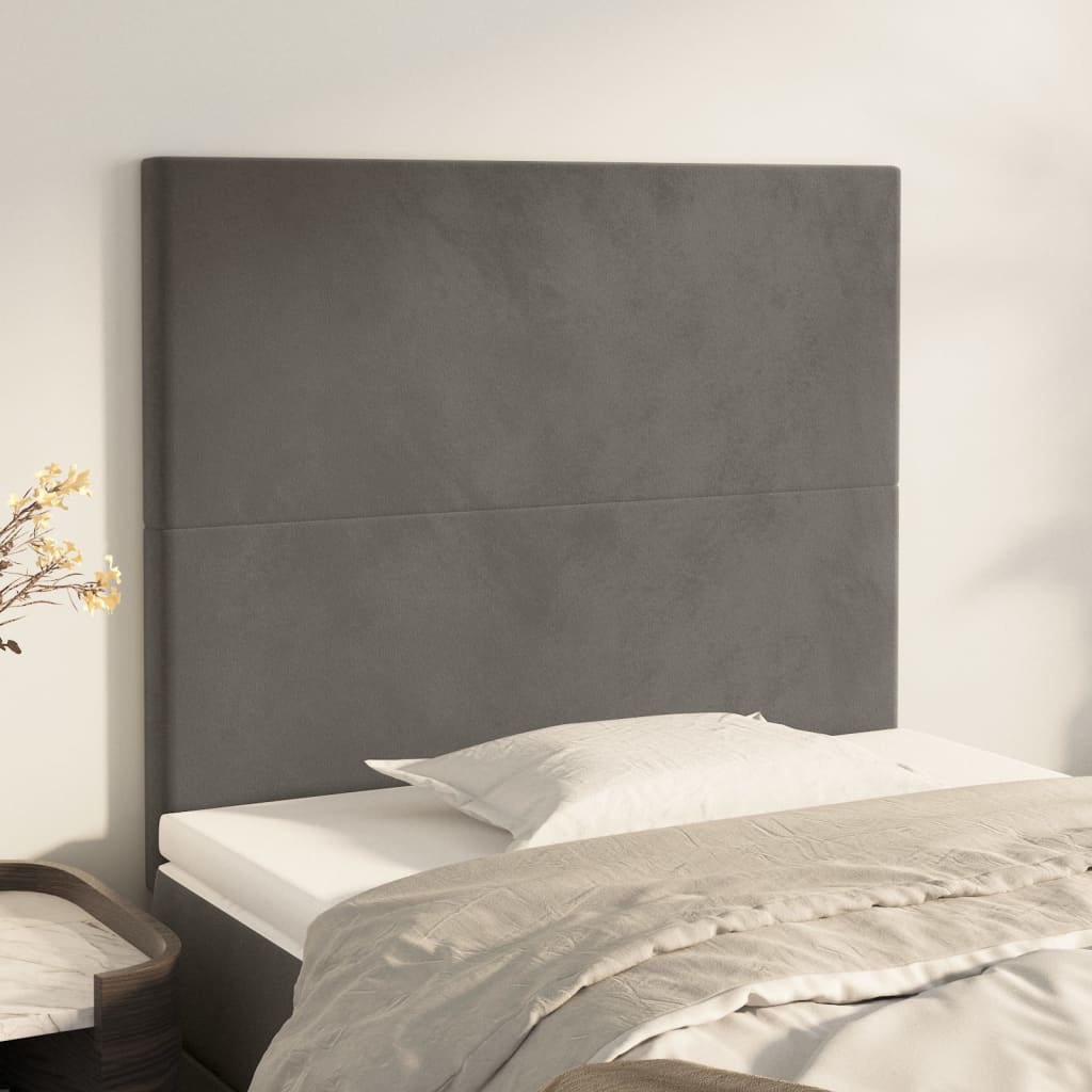 sengegavl mørkegrå 90x5x118/128 cm fløjl