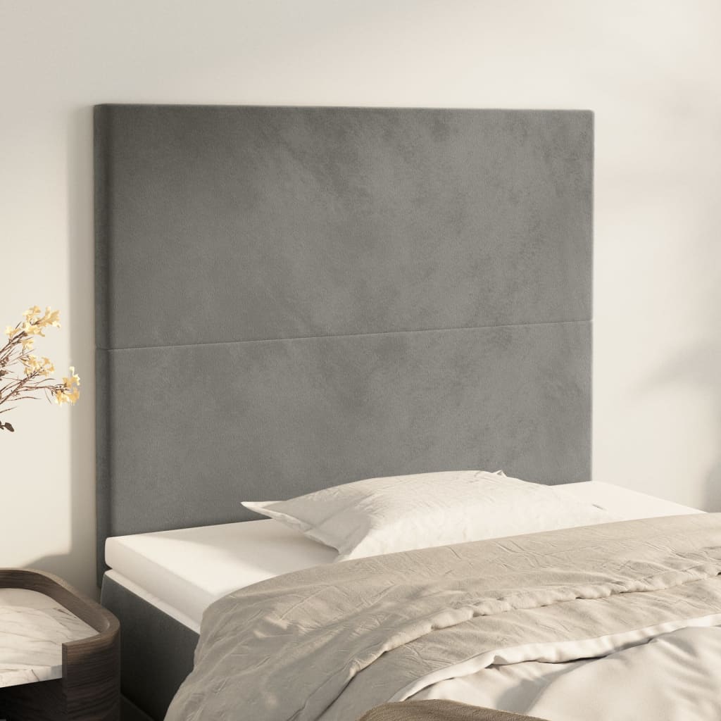 sengegavl lysegrå 100x5x118/128 cm fløjl