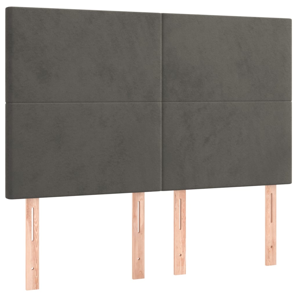 sengegavl mørkegrå 144x5x118/128 cm fløjl
