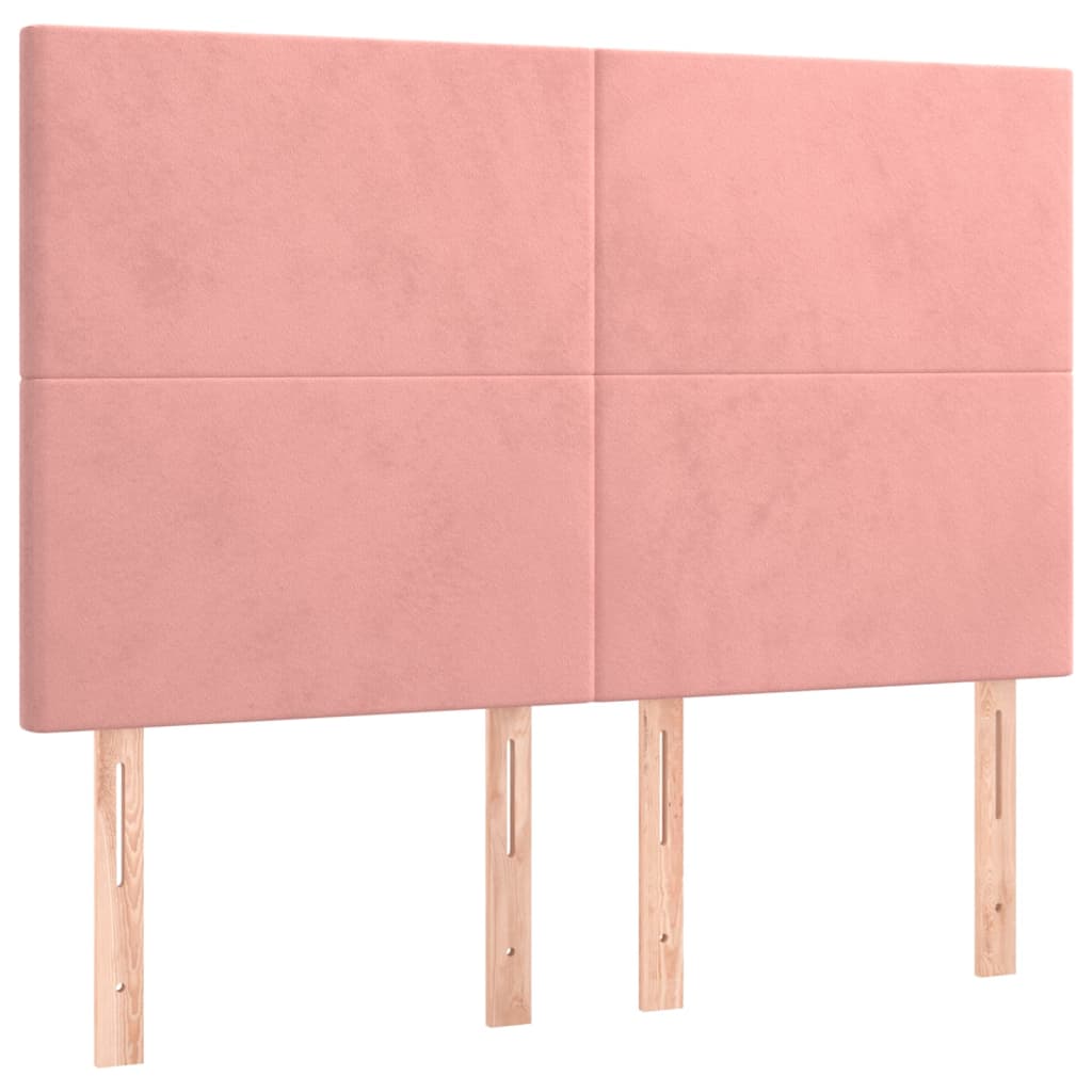 sengegavl lyserød 144x5x118/128 cm fløjl