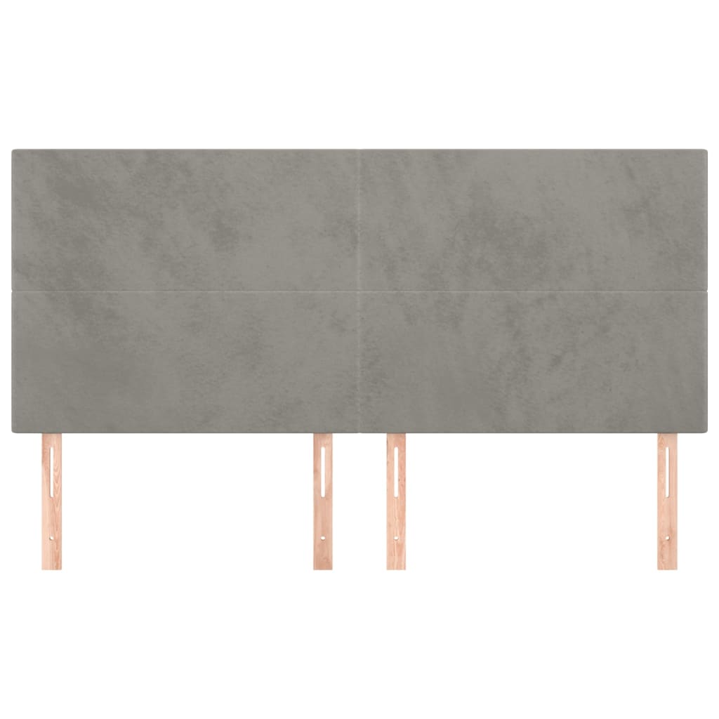 sengegavl lysegrå 160x5x118/128 cm fløjl