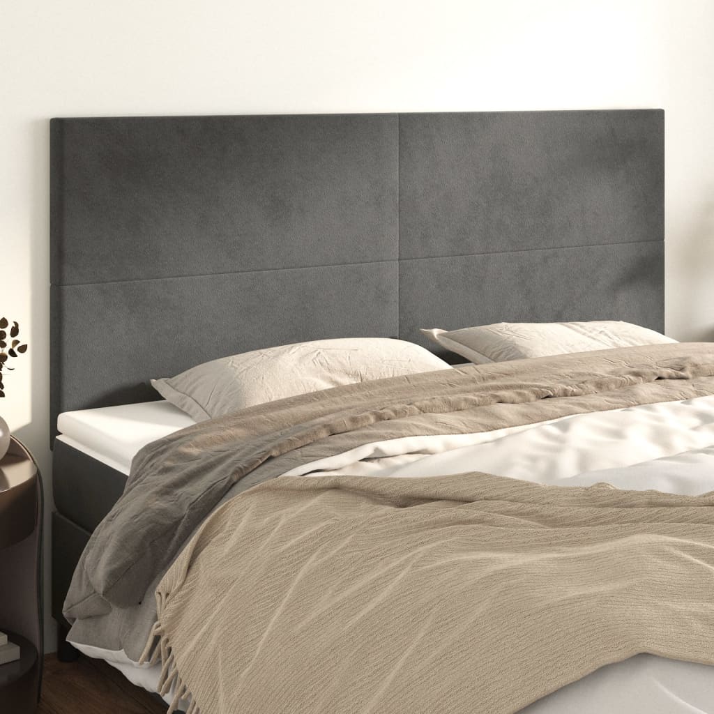 sengegavl mørkegrå 160x5x118/128 cm fløjl