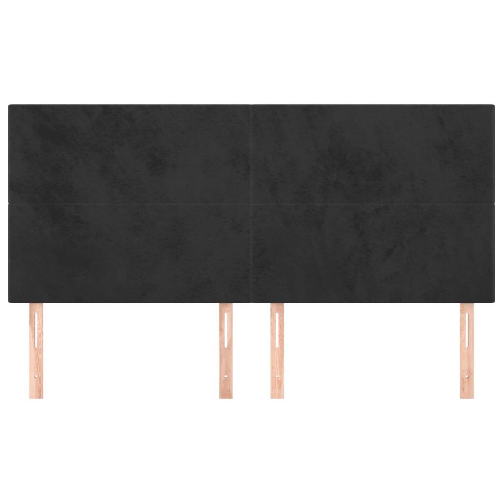 sengegavl sort 160x5x118/128 cm fløjl