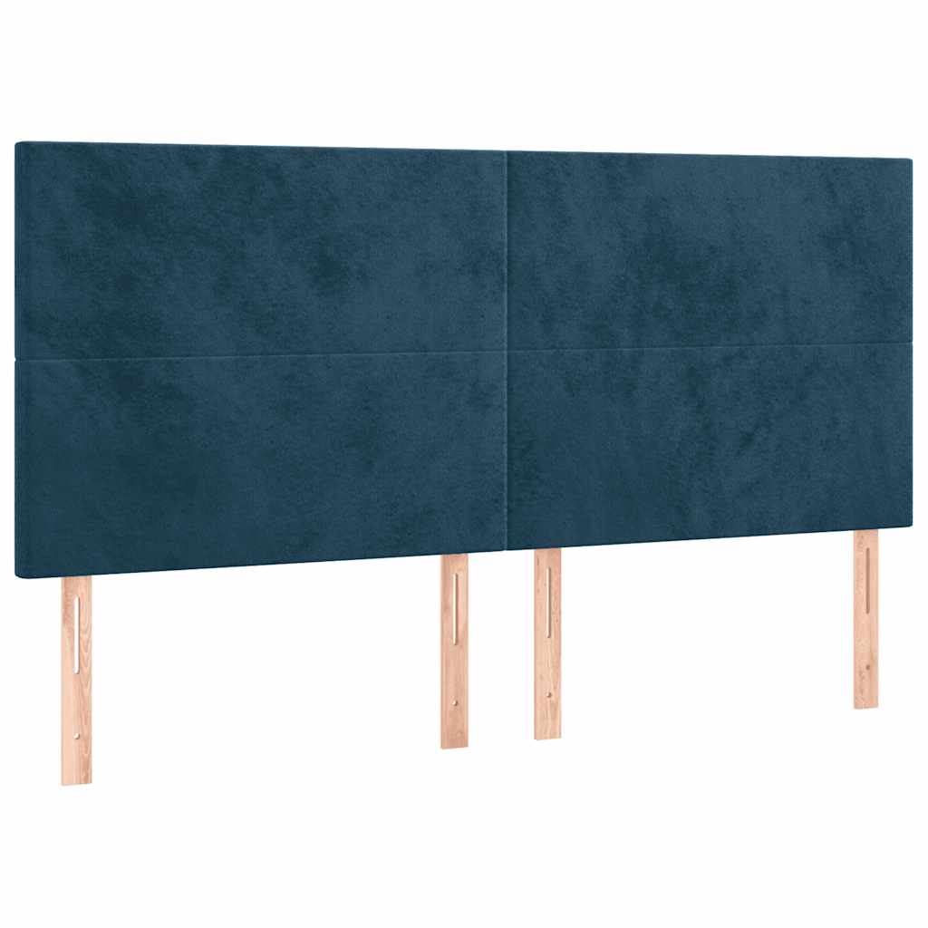 sengegavl mørkeblå 160x5x118/128 cm fløjl