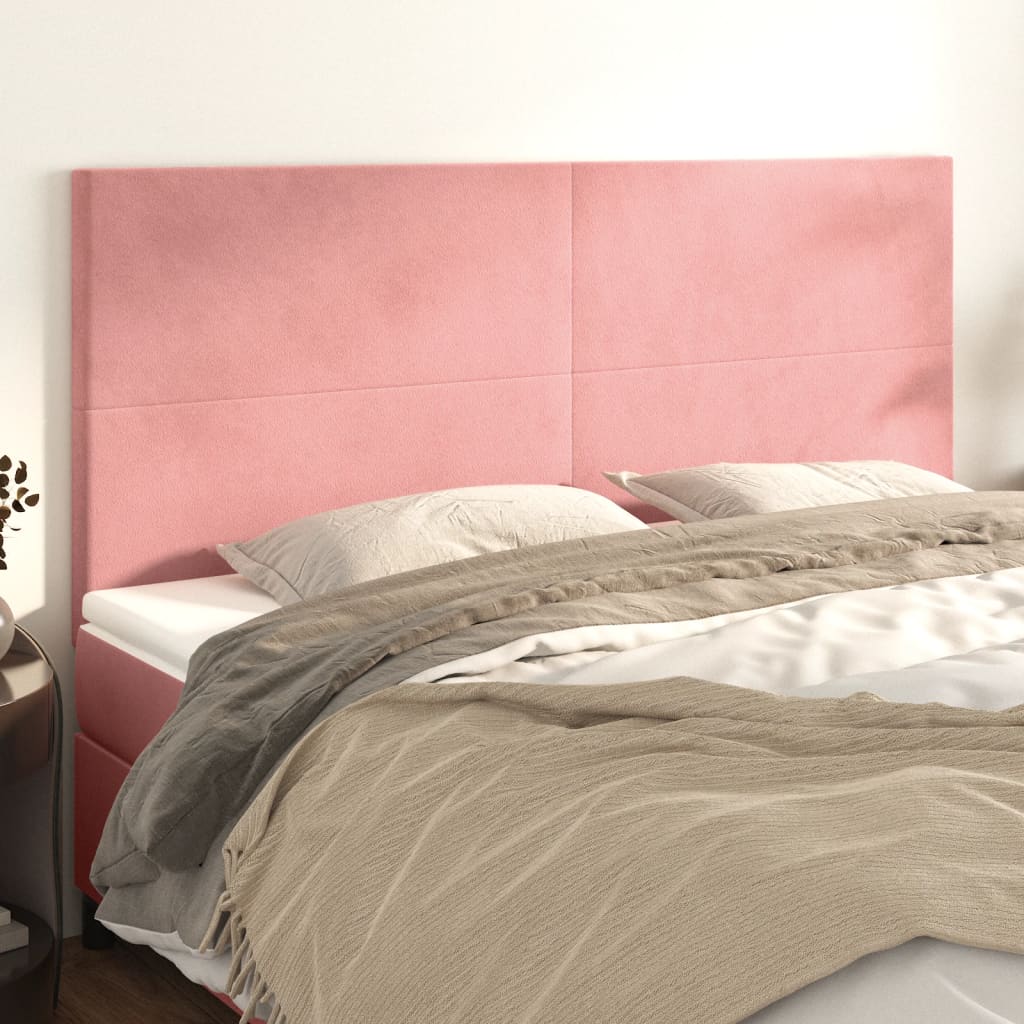 sengegavl lyserød 160x5x118/128 cm fløjl