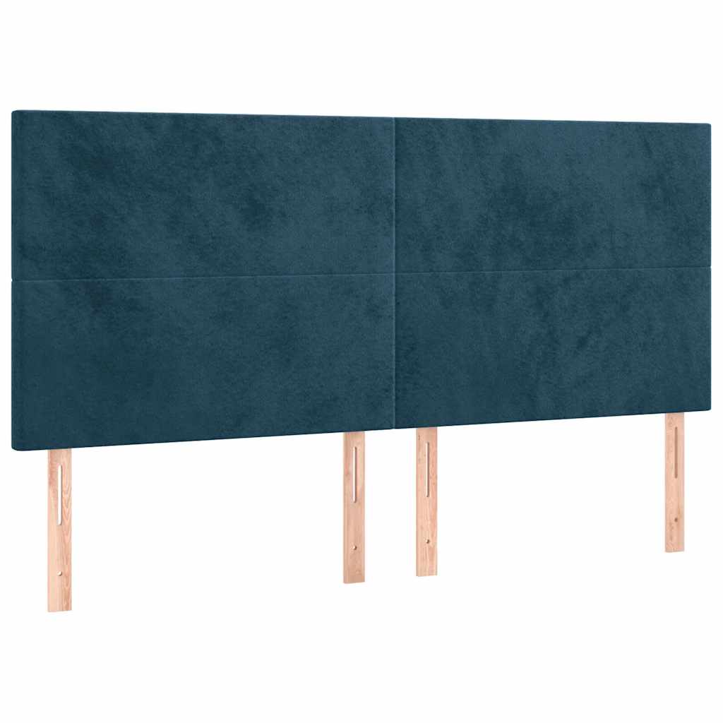 sengegavl mørkeblå 180x5x118/128 cm fløjl