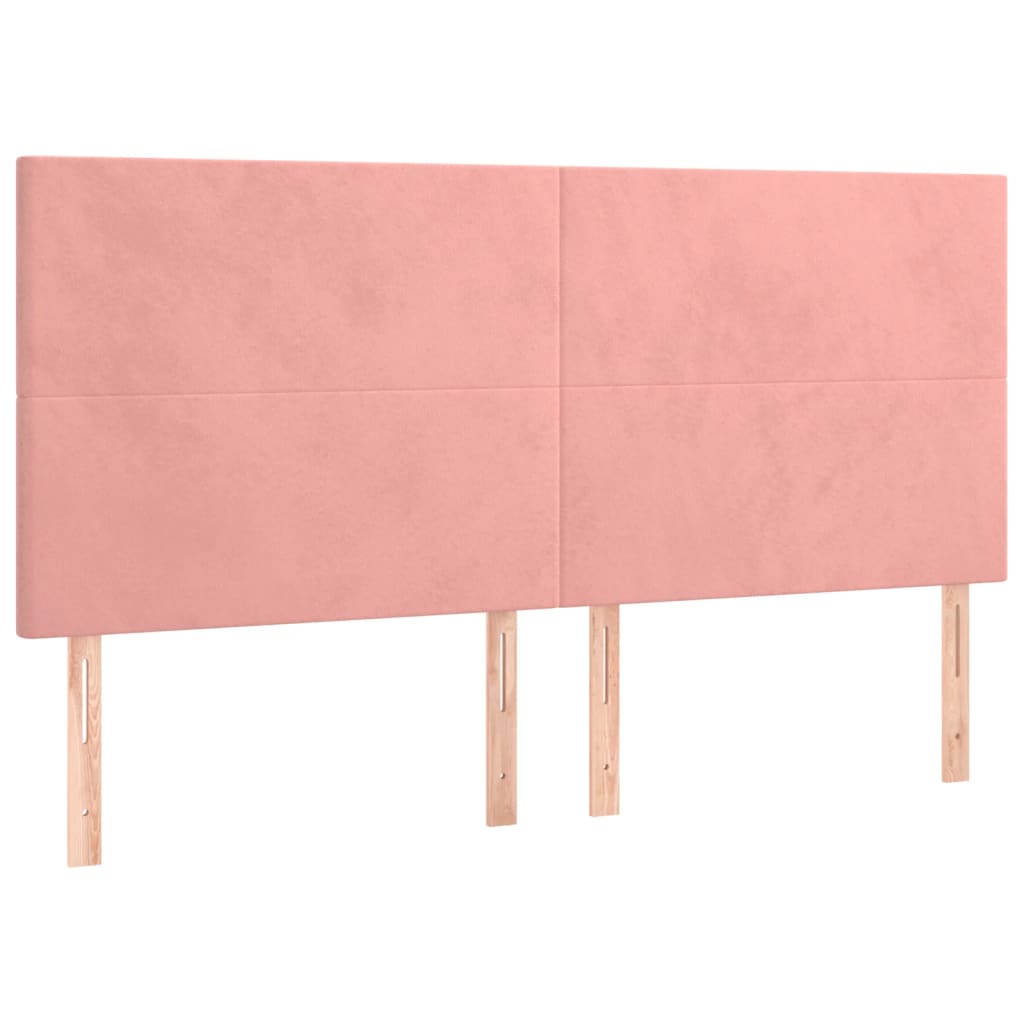 sengegavl lyserød 180x5x118/128 cm fløjl