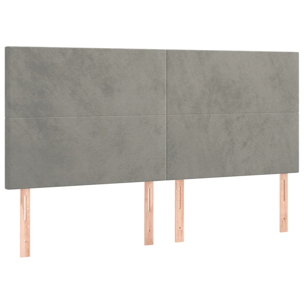 sengegavl lysegrå 200x5x118/128 cm fløjl
