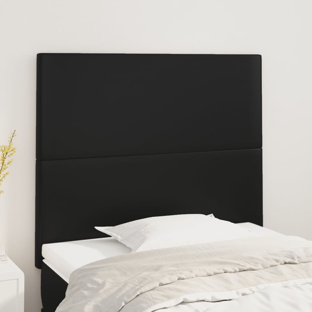 sengegavl sort 100x5x118/128 cm kunstlæder