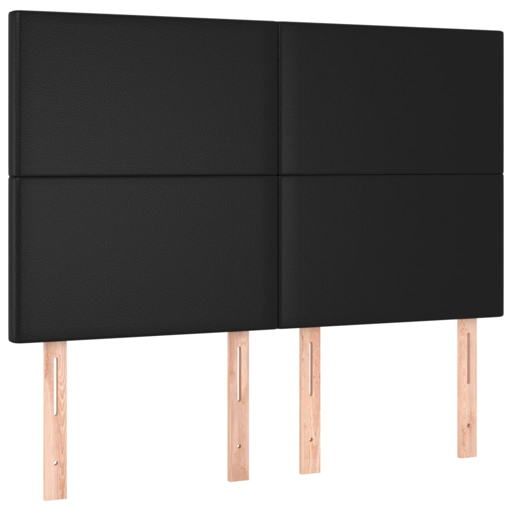 sengegavl sort 144x5x118/128 cm kunstlæder