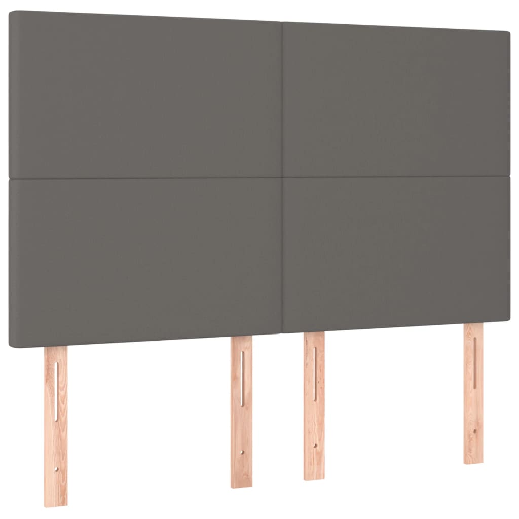 sengegavl grå 144x5x118/128 cm kunstlæder