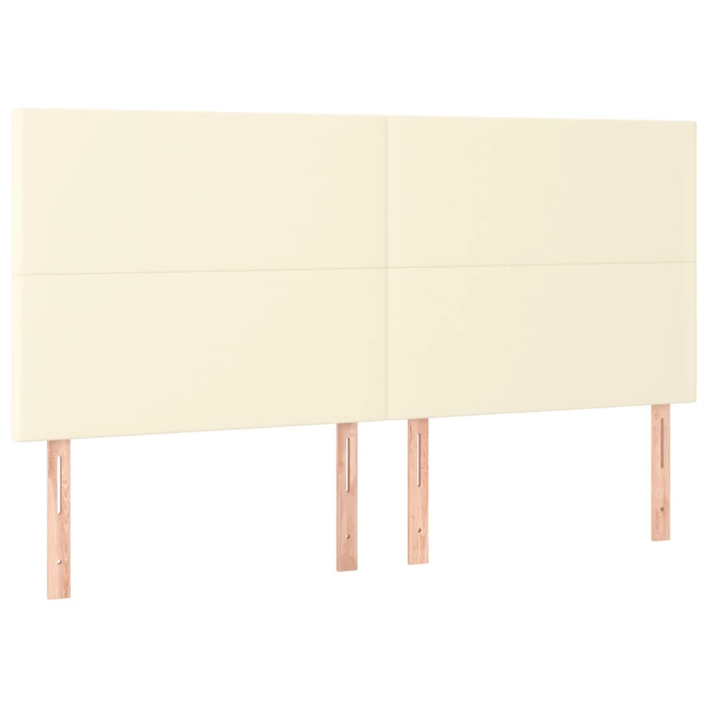 sengegavl cremefarvet 180x5x118/128 cm kunstlæder