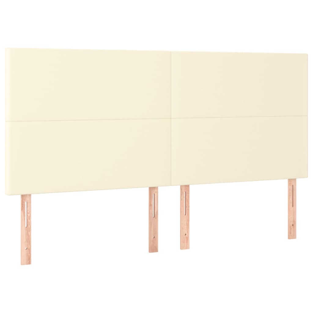 sengegavl cremefarvet 200x5x118/128 cm kunstlæder
