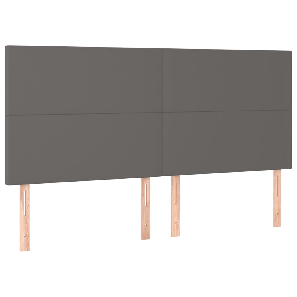 sengegavl grå 200x5x118/128 cm kunstlæder