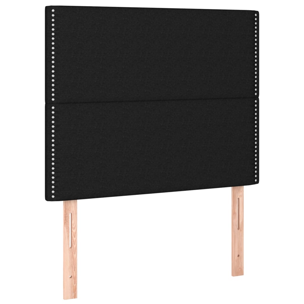 sengegavl sort 100x5x118/128 cm stof