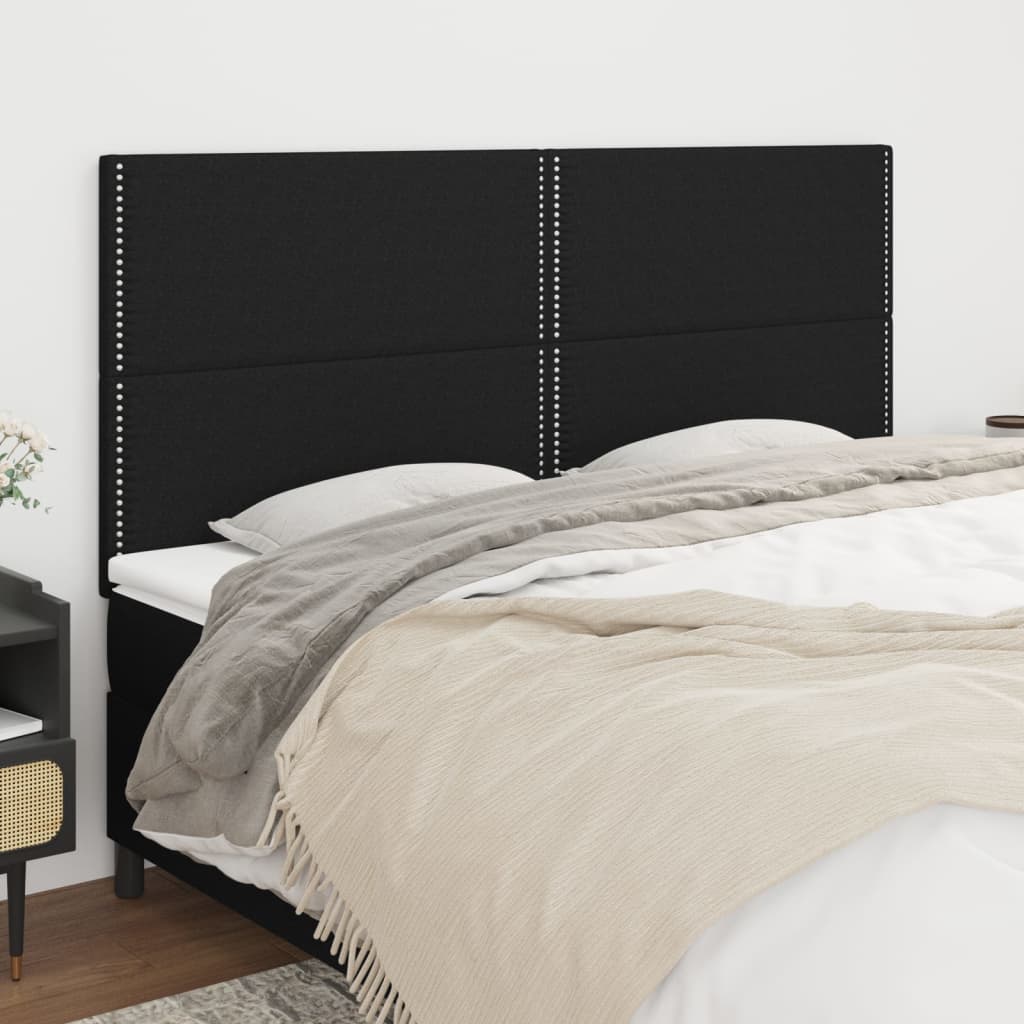 sengegavl sort 180x5x118/128 cm stof