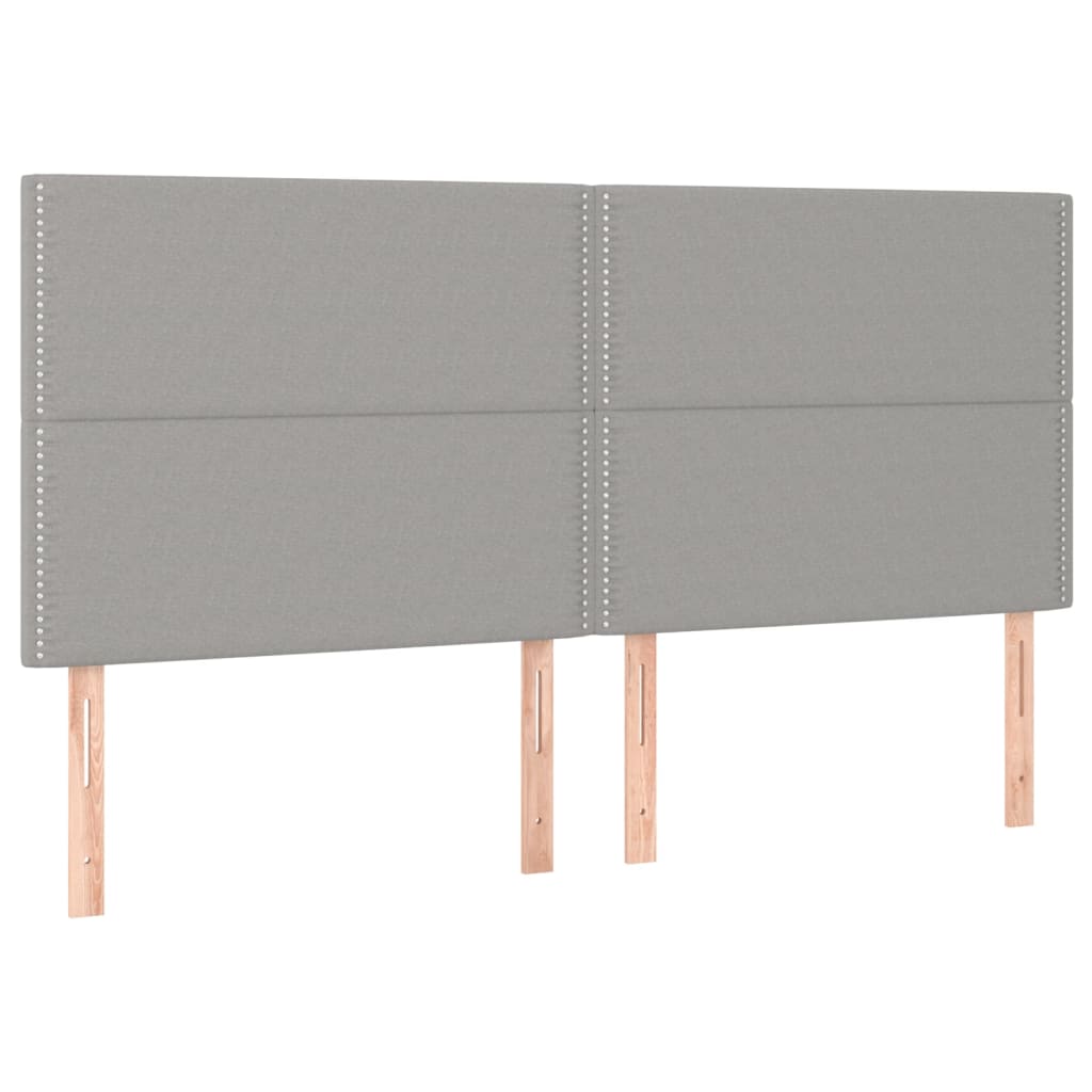sengegavl lysegrå 200x5x118/128 cm stof