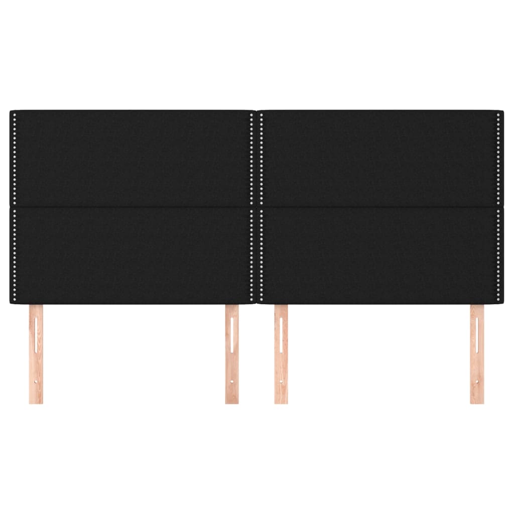 sengegavl sort 200x5x118/128 cm stof
