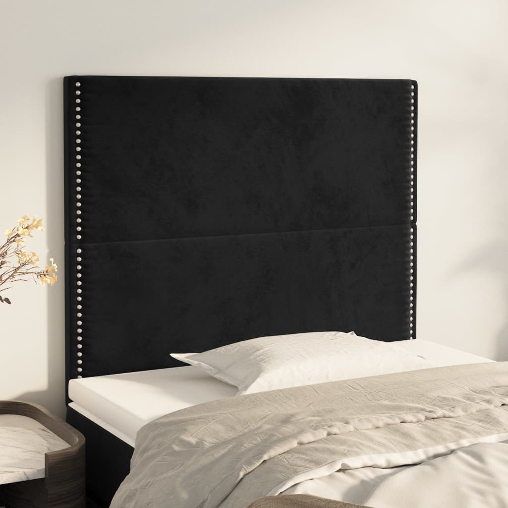 sengegavl sort 100x5x118/128 cm fløjl