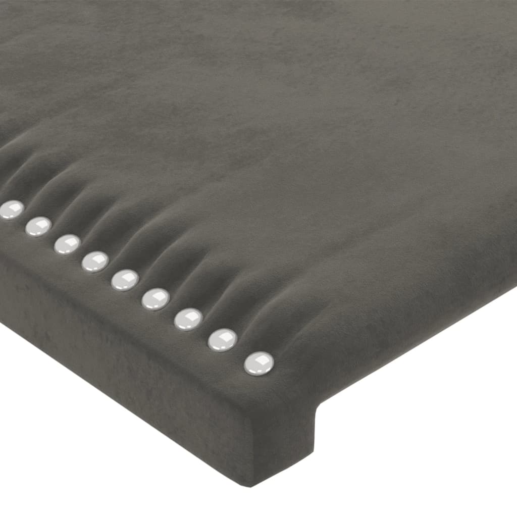 sengegavl mørkegrå 160x5x118/128 cm fløjl