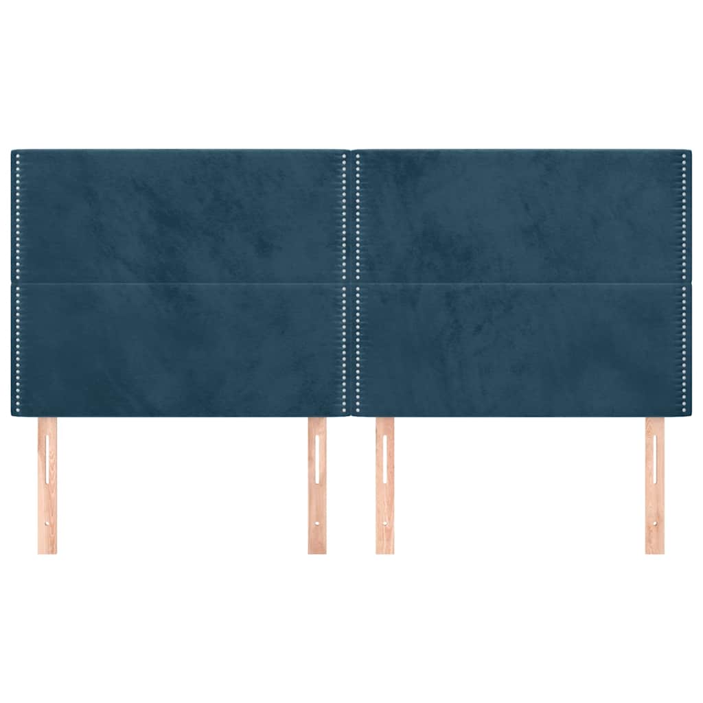 sengegavl mørkeblå 160x5x118/128 cm fløjl