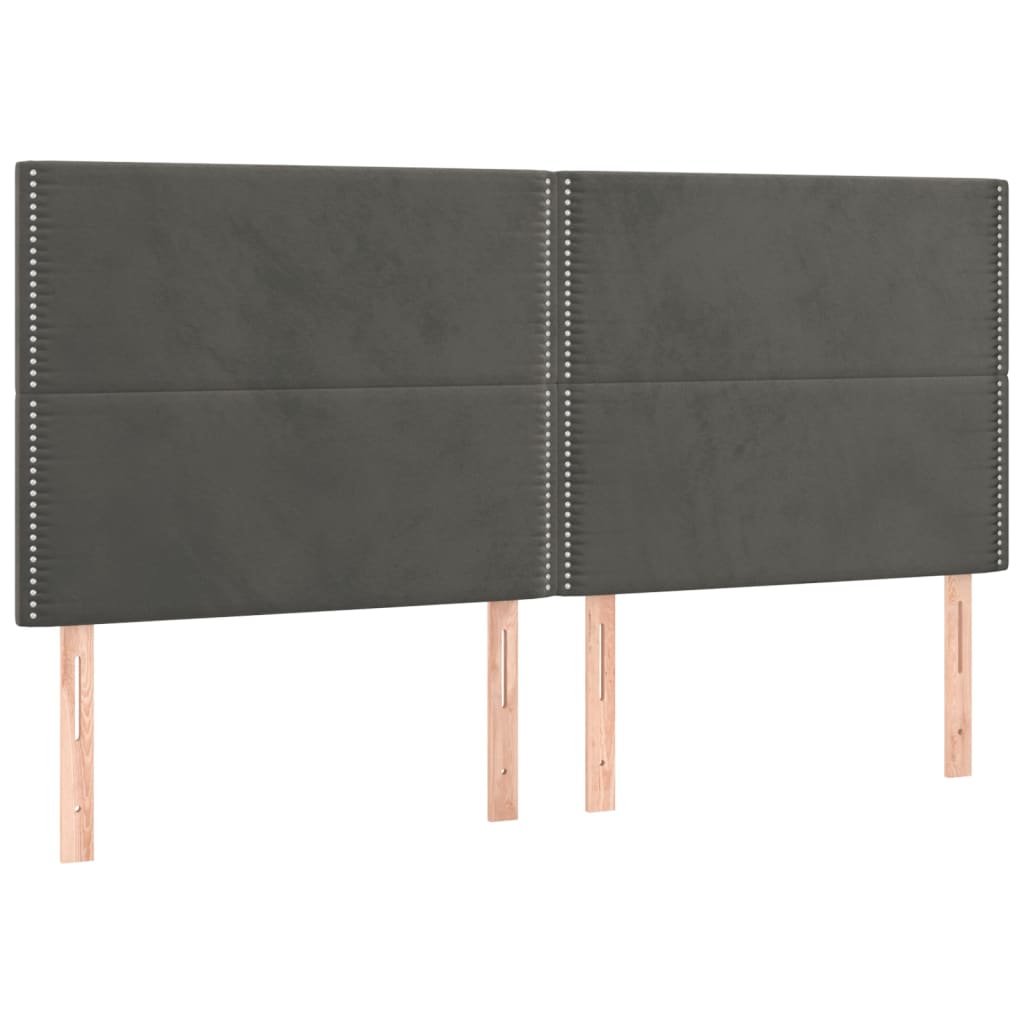 sengegavl mørkegrå 180x5x118/128 cm fløjl