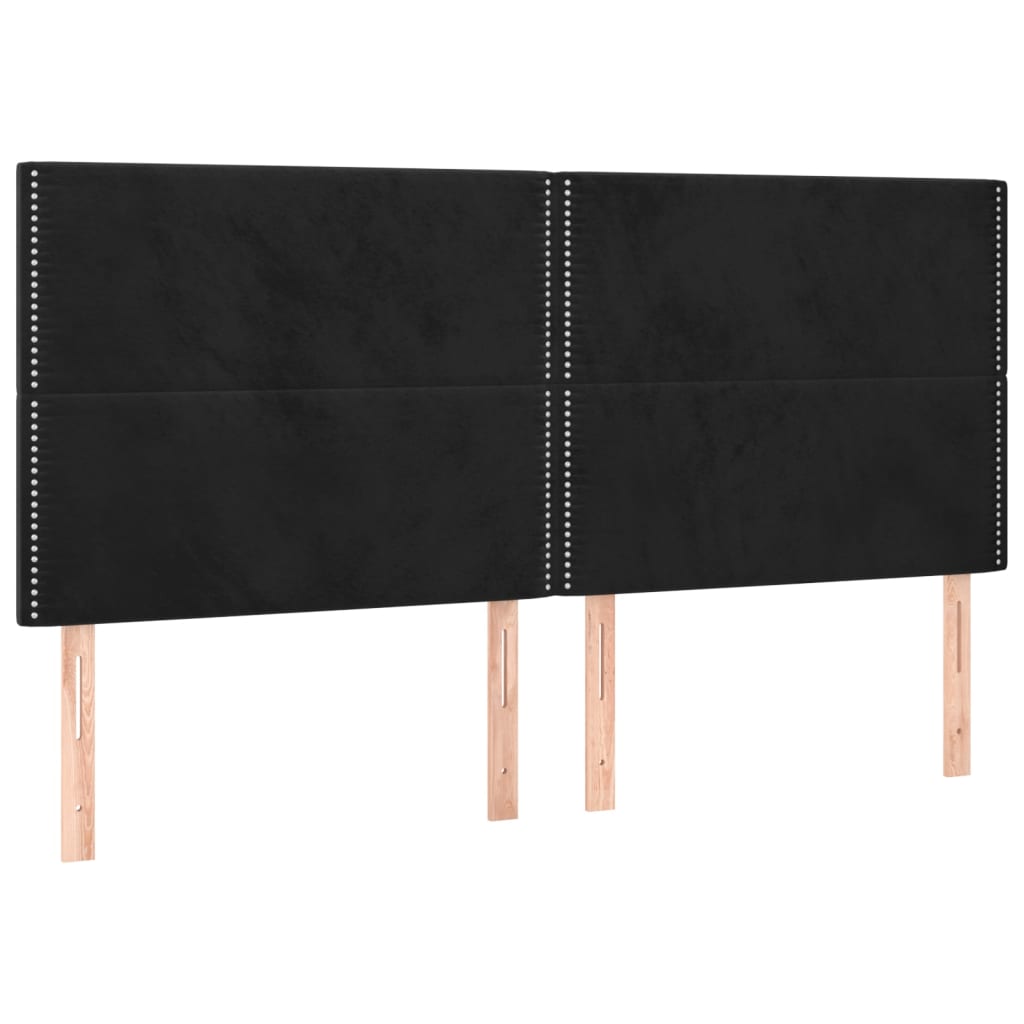 sengegavl sort 200x5x118/128 cm fløjl